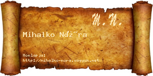 Mihalko Nóra névjegykártya